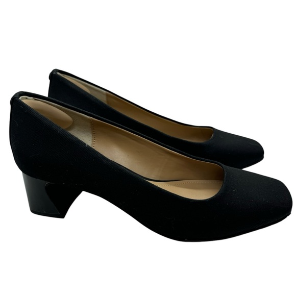 NYDJ Fay Stretch Pumps In BlackLast™ Denim Heel Comfort Work Shoes Sz 7.5 - Picture 2 of 14